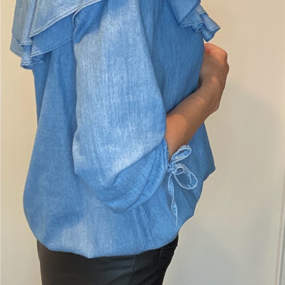 Michael Kors Demin off the shoulder Blouse - Sz S - Picture 5 of 10